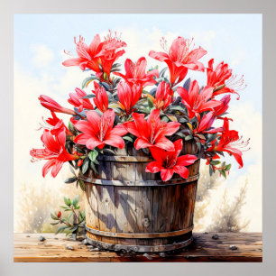 Illustration einer blühenden Lilienblume Poster