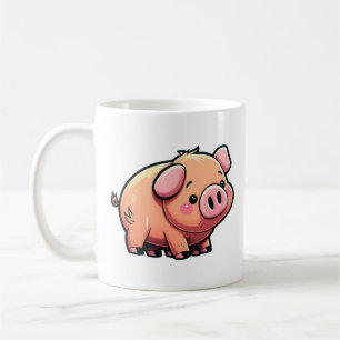 Illustration einer Cartoon-Schweinedarstellung Kaffeetasse