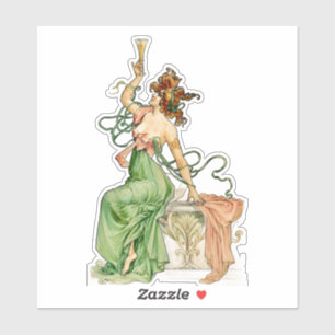 Illustration einer Champagner-Lady im Stil des Jug Aufkleber