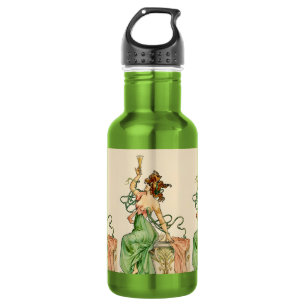 Illustration einer Champagner-Lady im Stil des Jug Edelstahlflasche