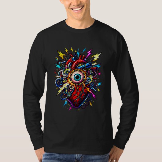 Illustration einer cybernetischen Herzexplosion –  T-Shirt (Vorderseite)