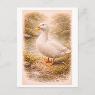 Illustration einer Ente im Vintage-Stil Postkarte