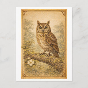 Illustration einer Eule im Vintage-Stil Postkarte