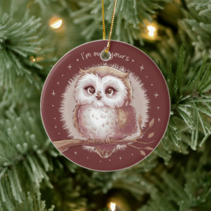Illustration einer Eule süß whimischt Cottagecore Keramik Ornament