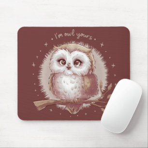 Illustration einer Eule süß whimischt Cottagecore Mousepad