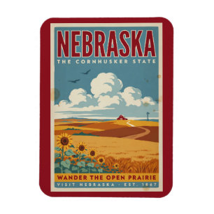 Illustration einer Farm in der Nebraska-Prärie, Re Magnet