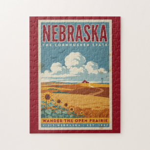 Illustration einer Farm in der Nebraska-Prärie, Re Puzzle