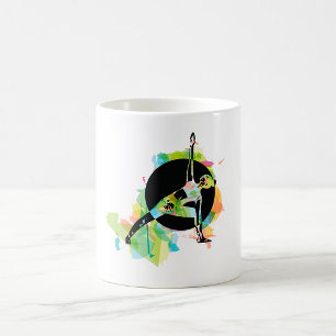 Illustration einer Frau beim Stretching Kaffeetasse