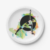 Illustration einer Frau beim Stretching Pappteller (Vorderseite)