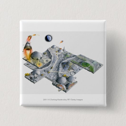 Illustration einer futuristischen Basis auf dem Button (Vorderseite)