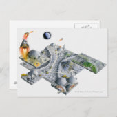 Illustration einer futuristischen Basis auf dem Mo Postkarte (Vorne/Hinten)