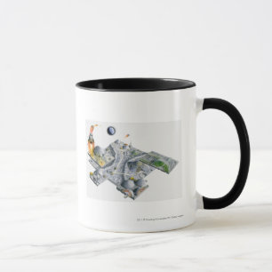 Illustration einer futuristischen Basis auf dem Tasse