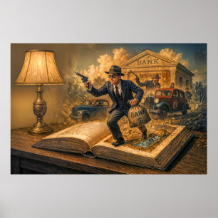Illustration einer Gangsterszene aus einem Buch de Poster
