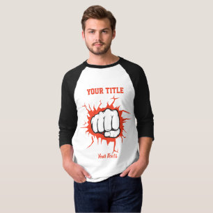 Illustration einer geballten Faust, die durch eine T-Shirt