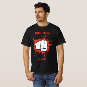 Illustration einer geballten Faust, die durch eine T-Shirt