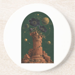 Illustration einer gebrochenen Säule und Anemone Getränkeuntersetzer