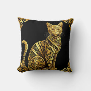 Illustration einer goldenen verzierten Katze Kissen