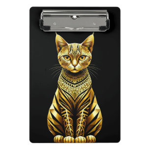 Illustration einer goldenen verzierten Katze Mini Klemmbrett