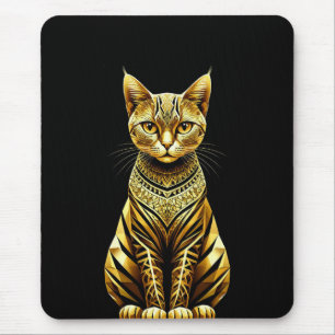 Illustration einer goldenen verzierten Katze Mousepad