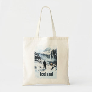 Illustration einer isländischen Landschaft und ein Tragetasche