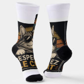 Illustration einer Katze mit Brille und Typografie Socken (Gewinkelt)