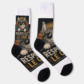 Illustration einer Katze mit Brille und Typografie Socken (Rechts)