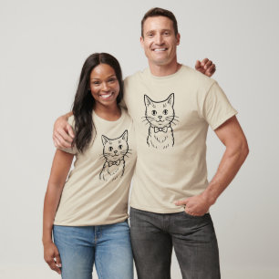 Illustration einer Katze mit Fliege T-Shirt