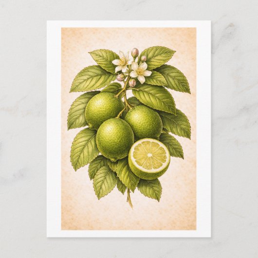 Illustration einer Limette im Vintage-Stil Postkarte (Vorderseite)