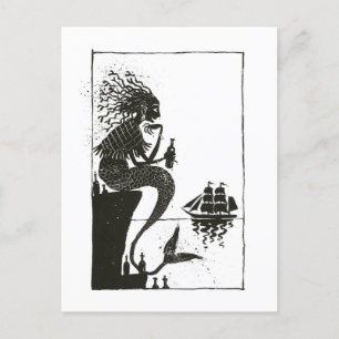 Illustration einer Mermaid aus einem Märchen im Vi Postkarte