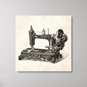 Illustration einer Nähmaschine aus dem 19. Jahrhun Leinwanddruck