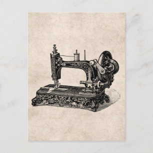 Illustration einer Nähmaschine aus dem 19. Jahrhun Postkarte