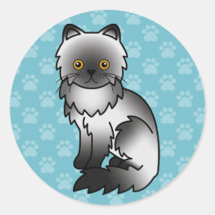 Illustration einer Perserkatze mit rauchiger Fellf Runder Aufkleber