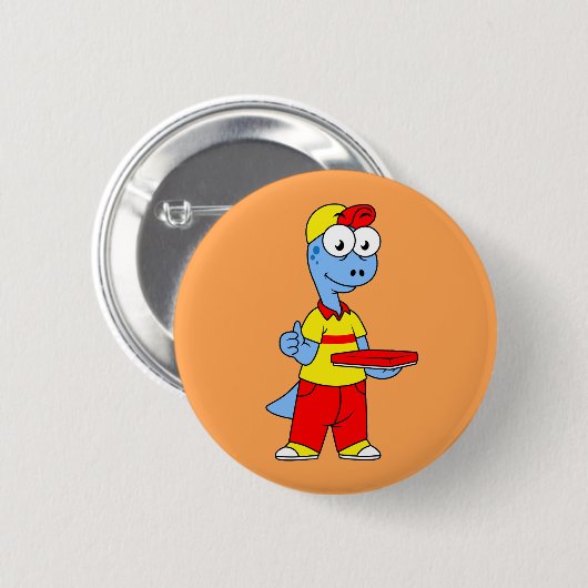 Illustration einer Person, die Brontosaurus liefer Button (Vorne & Hinten)