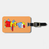 Illustration einer Person, die Brontosaurus liefer Gepäckanhänger (Vorderseite horizontal)