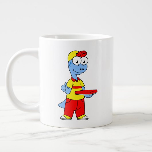 Illustration einer Person, die Brontosaurus liefer Jumbo-Tasse (Links)