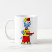 Illustration einer Person, die Brontosaurus liefer Kaffeetasse (Links)
