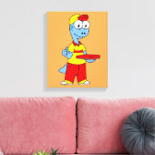 Illustration einer Person, die Brontosaurus liefer Leinwanddruck (Insitu (Wohnzimmer))