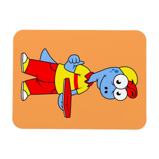 Illustration einer Person, die Brontosaurus liefer Magnet (Horizontal)