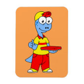 Illustration einer Person, die Brontosaurus liefer Magnet (Vertikal)