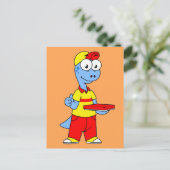 Illustration einer Person, die Brontosaurus liefer Postkarte (Stehend Vorderseite)