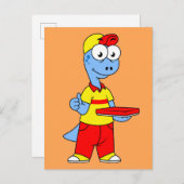 Illustration einer Person, die Brontosaurus liefer Postkarte (Vorne/Hinten)
