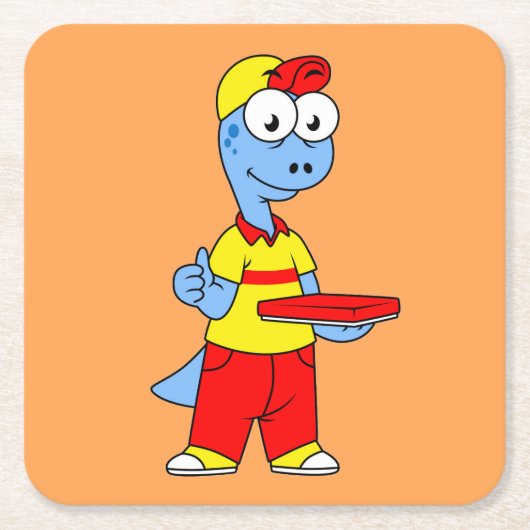 Illustration einer Person, die Brontosaurus liefer Rechteckiger Pappuntersetzer (Vorderseite)