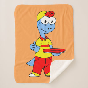 Illustration einer Person, die Brontosaurus liefer Sherpadecke