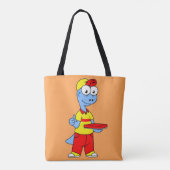 Illustration einer Person, die Brontosaurus liefer Tasche (Rückseite)