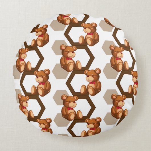 Illustration einer Reihe des Teddybären betreffen Rundes Kissen (Vorderseite)