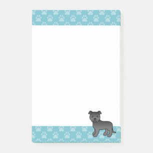 Illustration einer schwarzen Staffordshire Bull Te Post-it Klebezettel