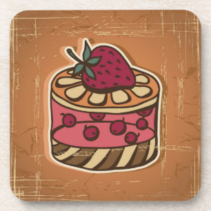 Illustration einer Torte im Retro-Stil Getränkeuntersetzer
