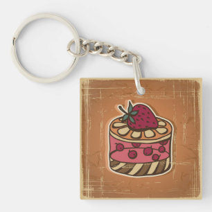 Illustration einer Torte im Retro-Stil Schlüsselanhänger
