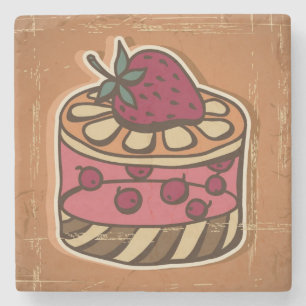 Illustration einer Torte im Retro-Stil Steinuntersetzer