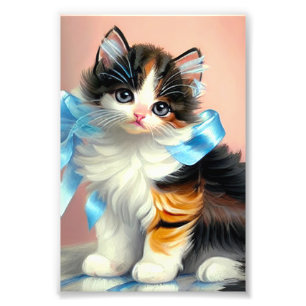 Illustration einer Vintage Calico Katze Fotodruck